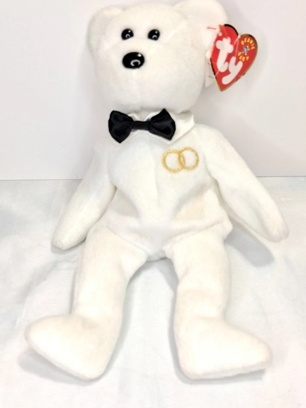 Ty Mr. Bride Wedding Bear Teddy White Anniversary 8" Plush Stuffed Animal 2001